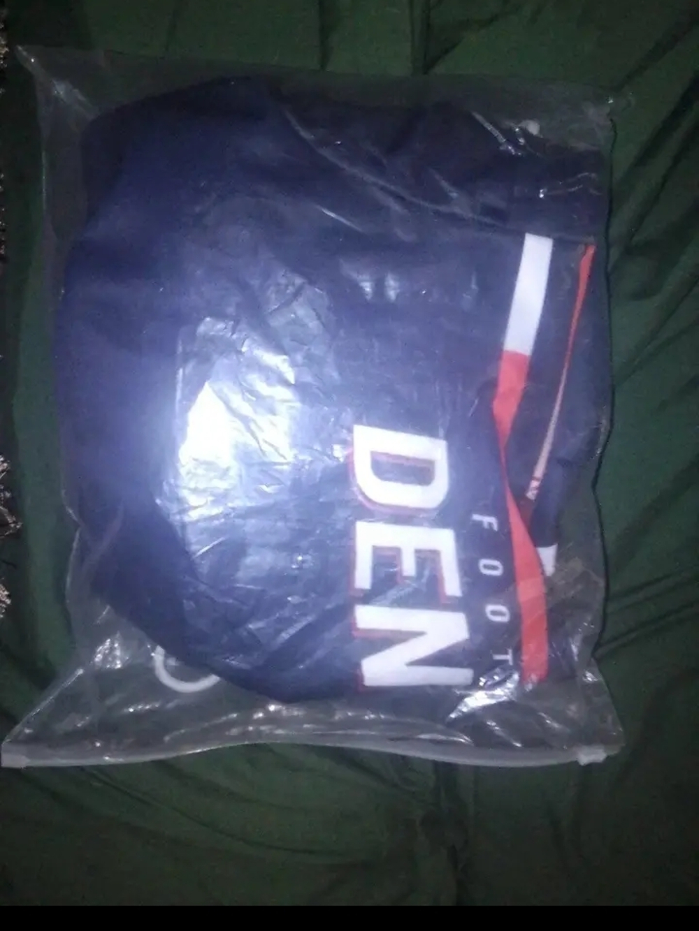 DENIM Navy Hoodie Sweater with Navy Blue, Orange & White Trim (Denver Broncos)